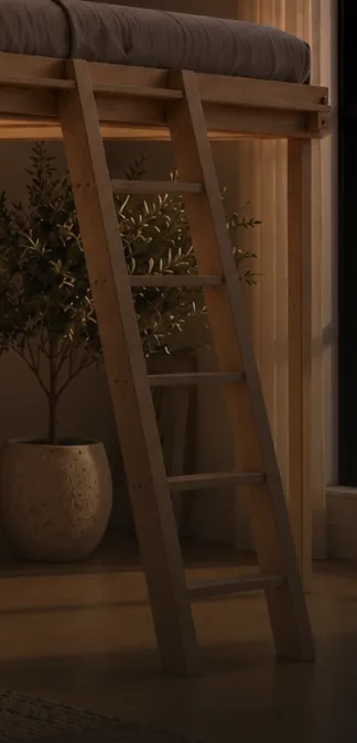 Solid-wood ladder for the Cloud lift bed