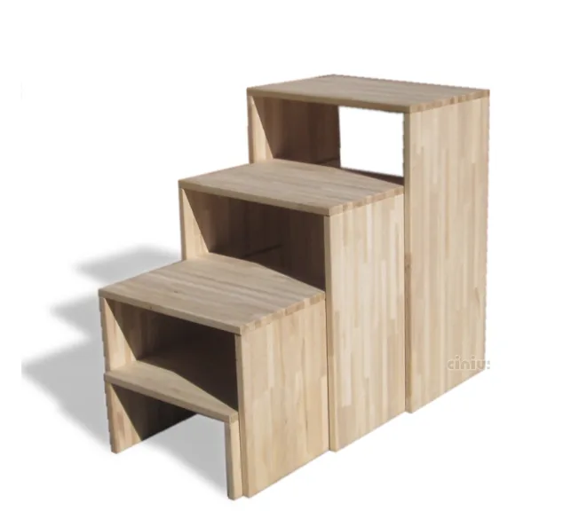 Collapsible solid-wood staircase with nesting steps
